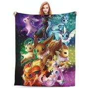 P-okemon Blanket for Kids Boys Girls Cute Pikachu Fleece Throw Blanket Super Soft Eevee Blankets for Bedroom Living Rooms Sofa Couch